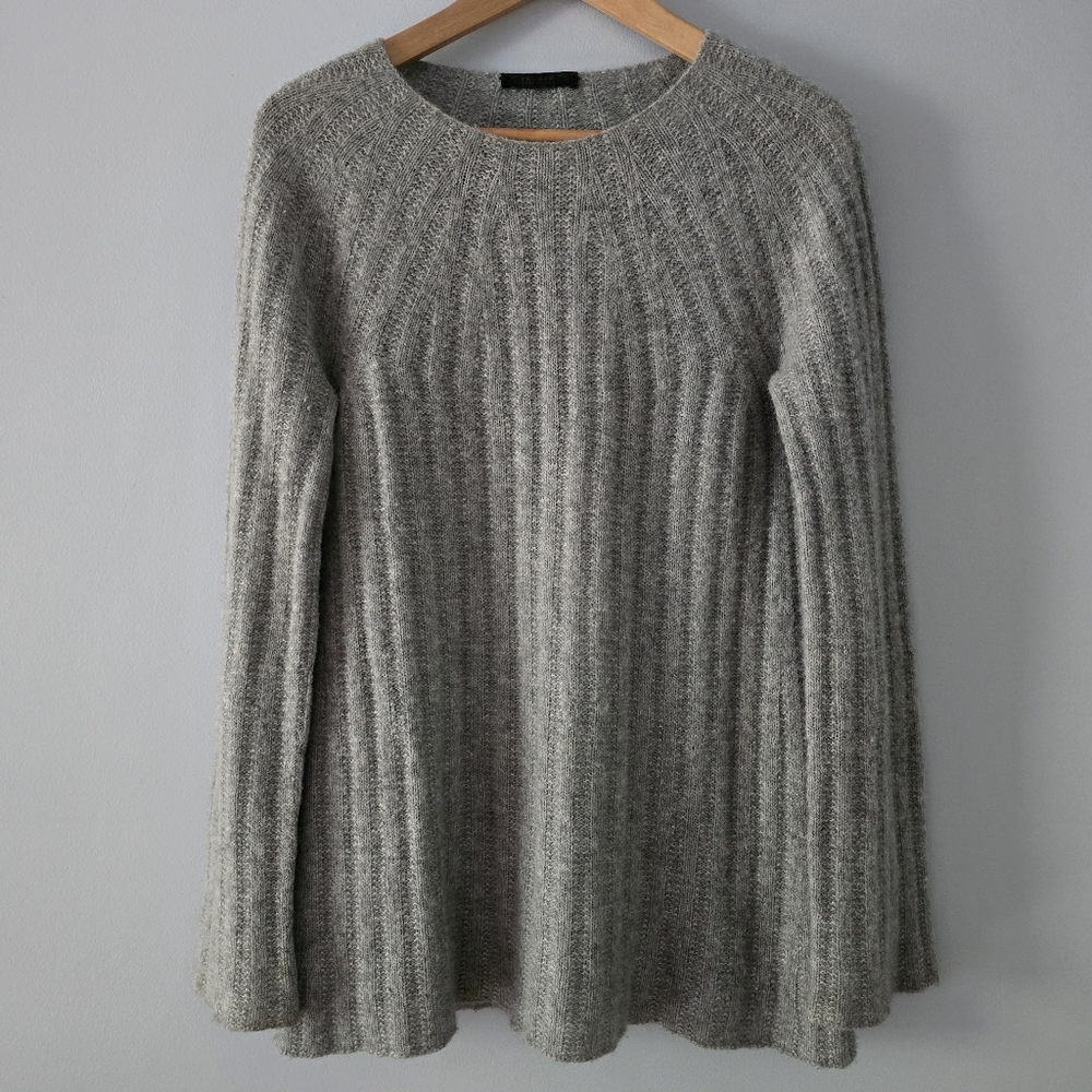 The Row Heather Gray Extremely Soft 100% Cashmere Knitted Long Sweater Size XS